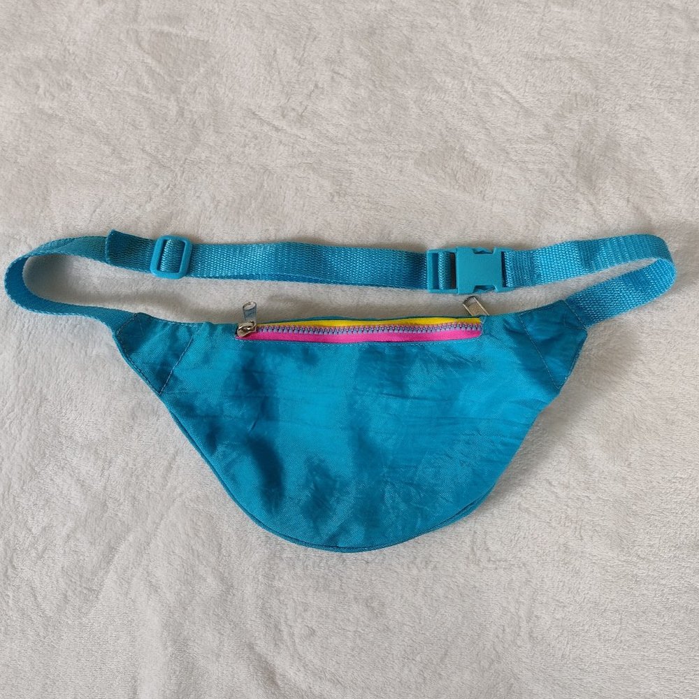 Vintage 90s EastSport Fanny Pack Belt Bag Retro Turquoise Fabric - Picture 2 of 4